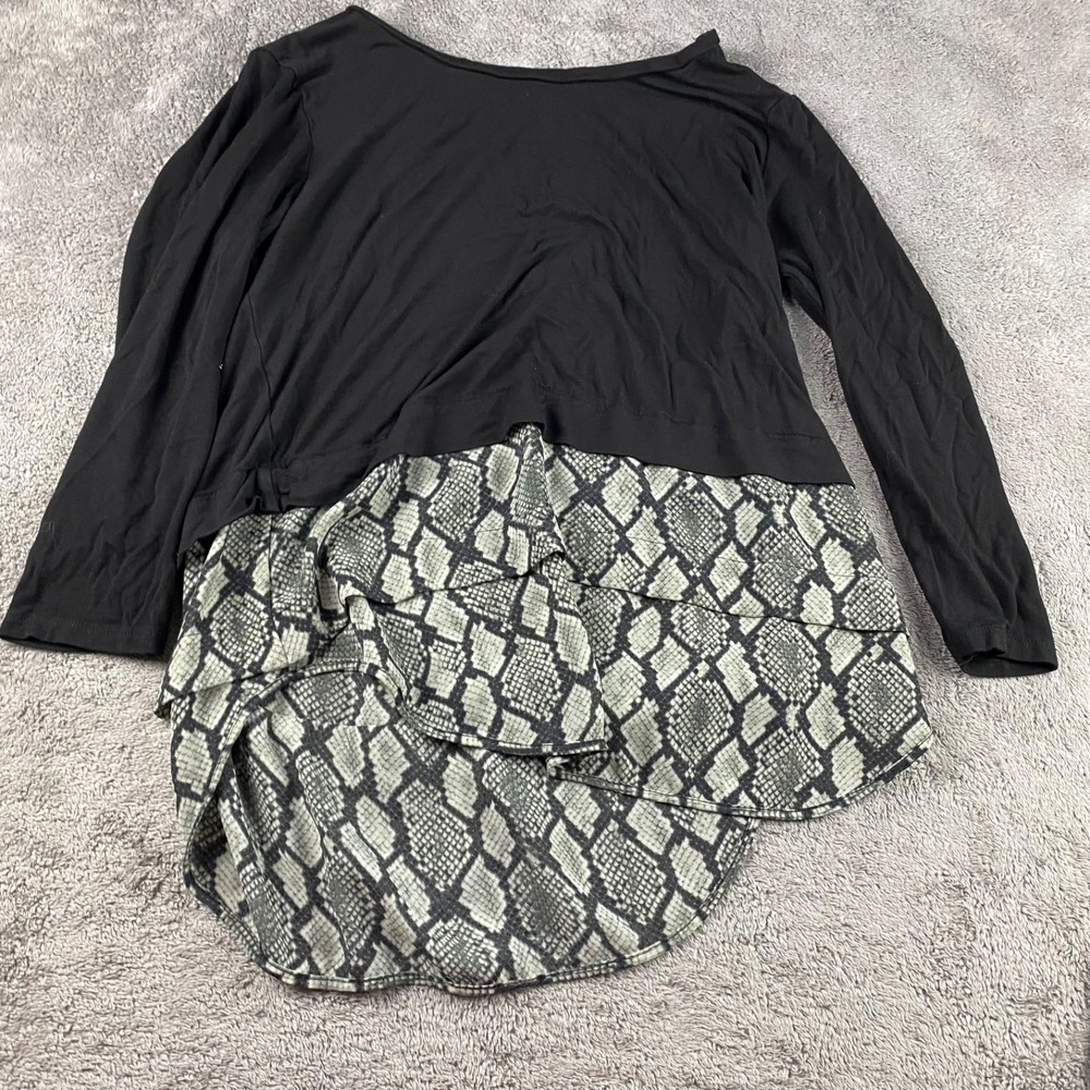 Michael Kors Layered Tunic Top Long Sleeve Shirt Stretch Womens Small Black